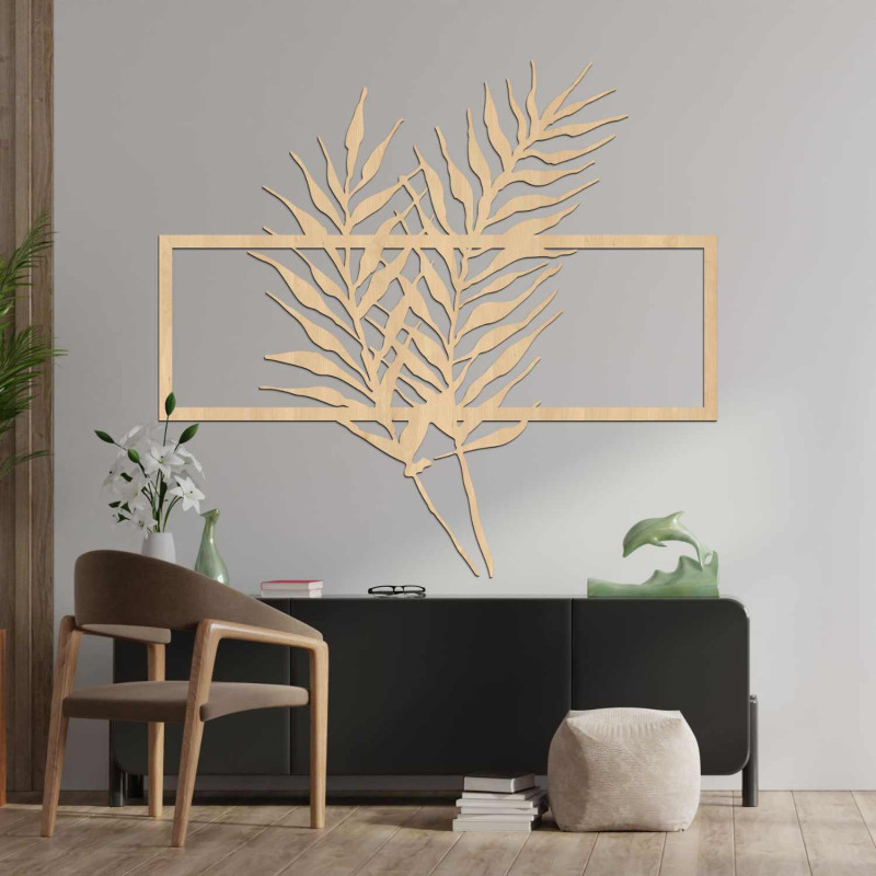 Elegant wall decoration with tropical palm leaves