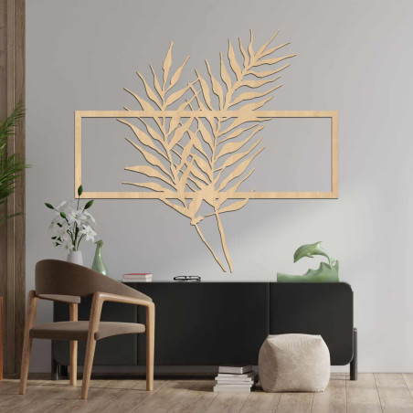 Elegant wall decoration with tropical palm leaves