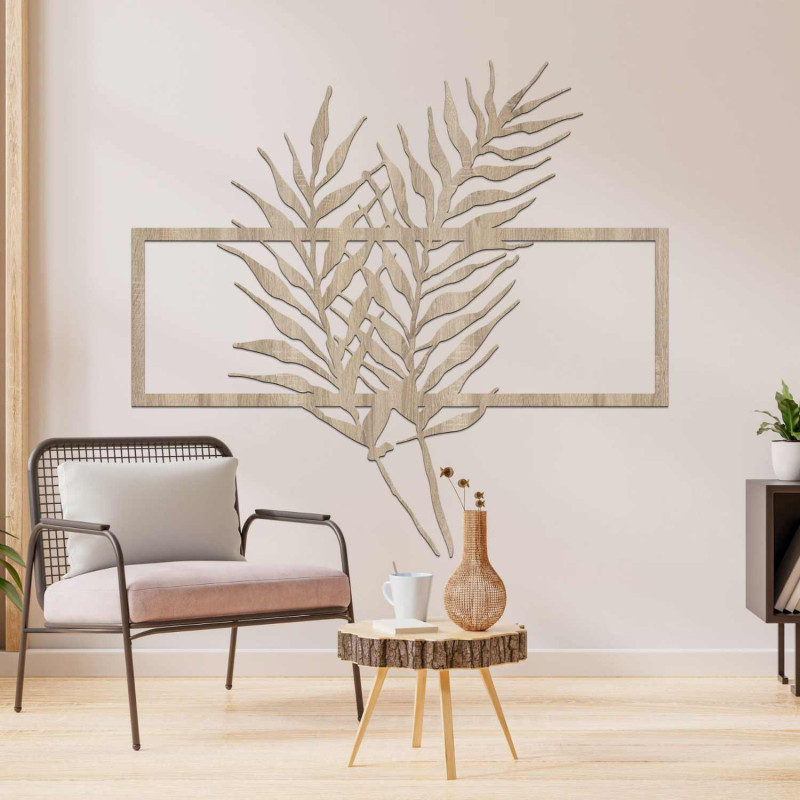 Elegant wall decoration with tropical palm leaves