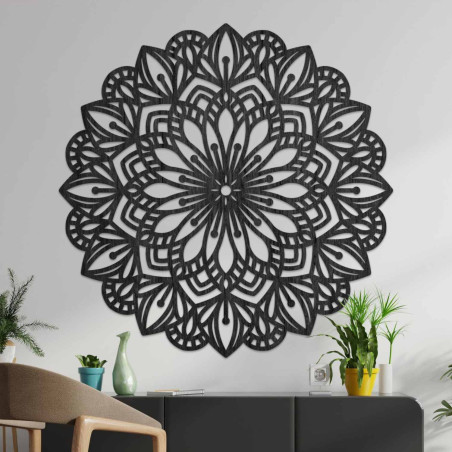 Wooden mandala for the wall with a detailed ornamental pattern