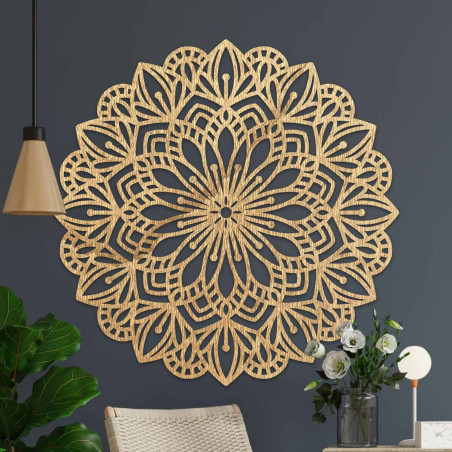 Wooden mandala for the wall with a detailed ornamental pattern