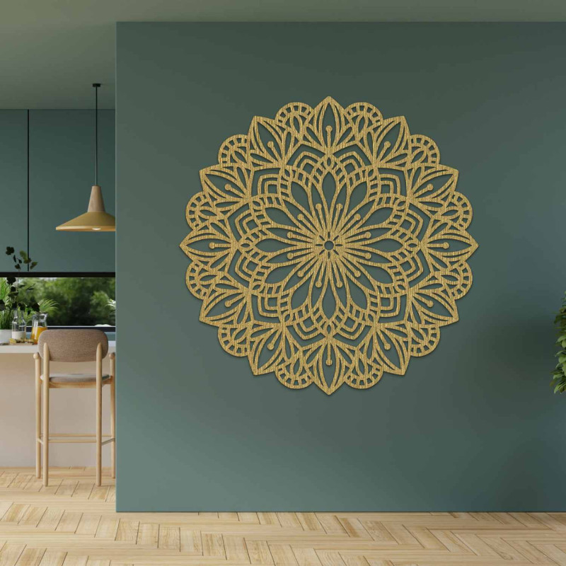 Elegant wooden mandala as a decoration for a modern interior