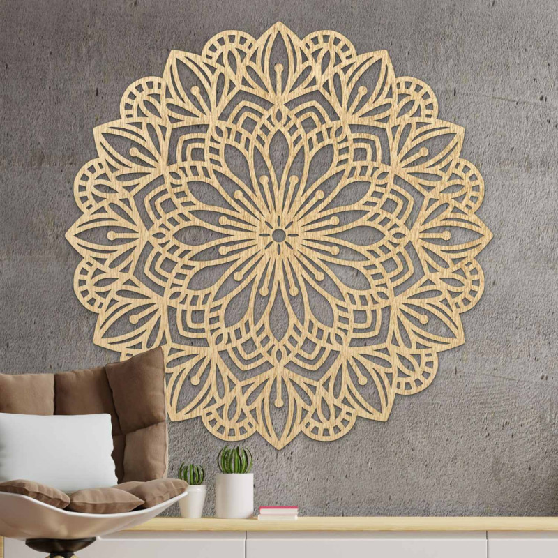 Elegant wooden mandala as a decoration for a modern interior