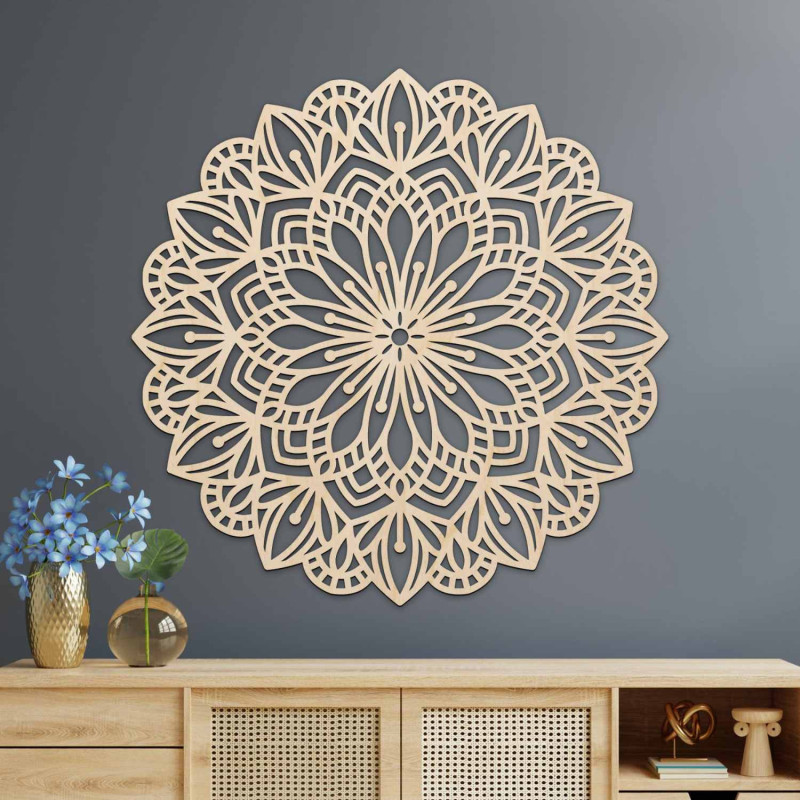 Elegant wooden mandala as a decoration for a modern interior