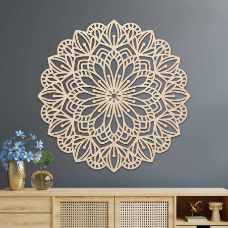 Elegant wooden mandala as a decoration for a modern interior