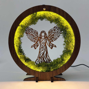 LED lamp Angel of Protection with stabilized moss and soft lighting 2