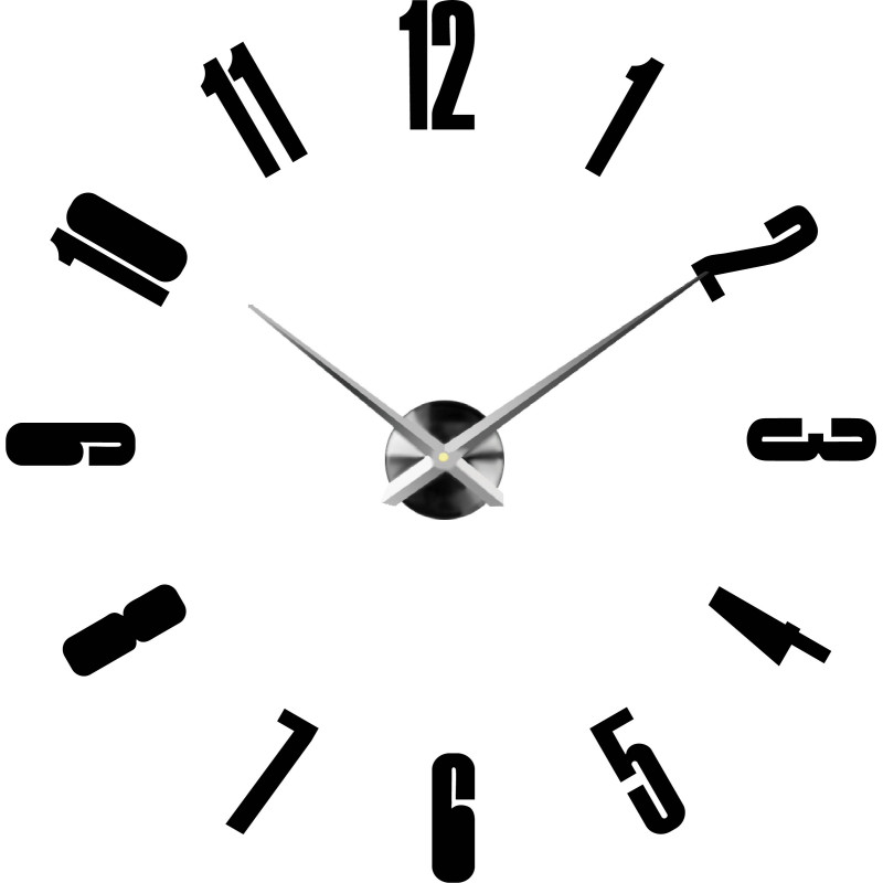 Modern mirror wall clock with large numbers and 3D effect