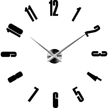 Modern mirror wall clock with large numbers and 3D effect