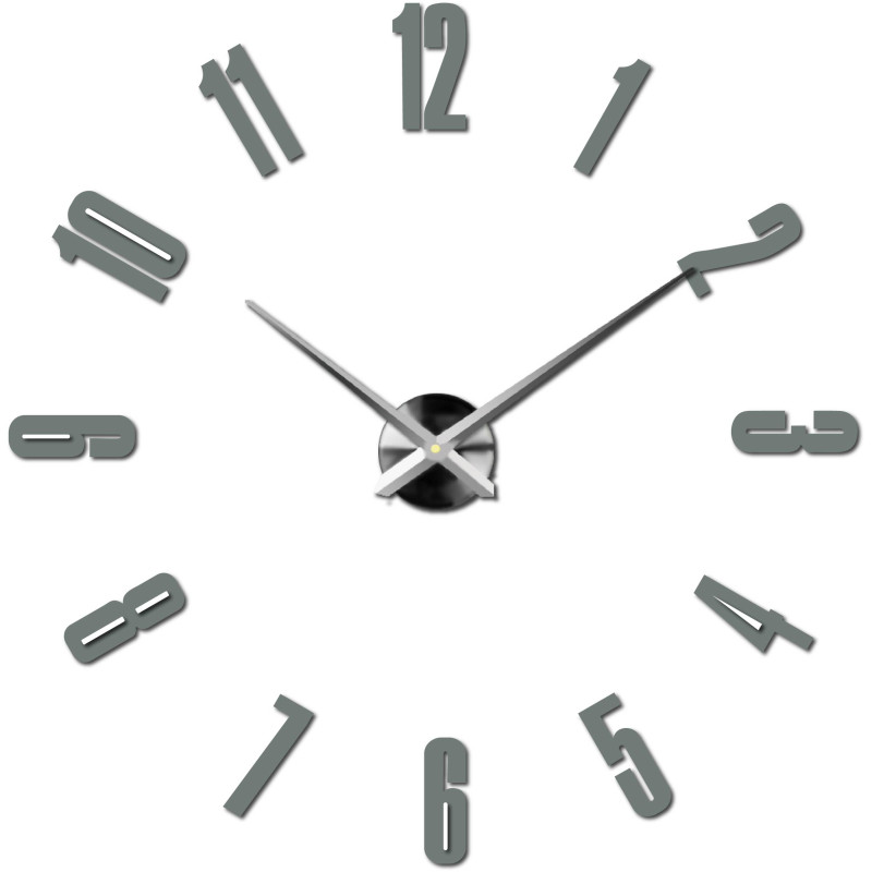 Modern mirror wall clock with large numbers and 3D effect