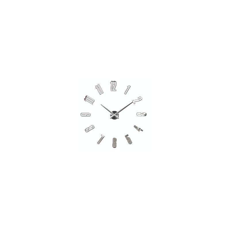Modern mirror wall clock with large numbers and 3D effect