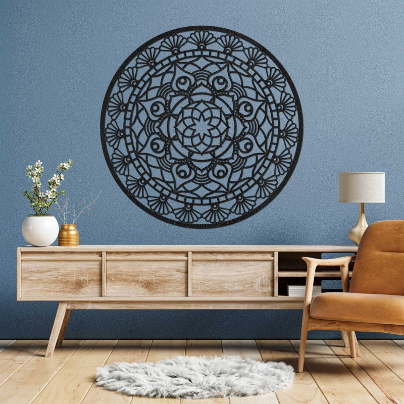 Elegant wooden wall mandala with detailed ornamental pattern