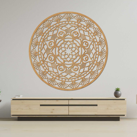 Elegant wooden wall mandala with detailed ornamental pattern