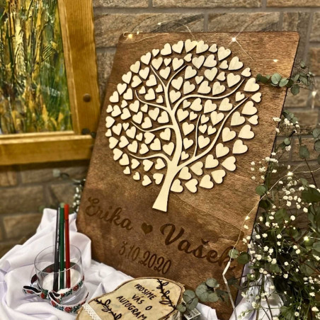 Original wedding decoration - wooden guest book with a tree