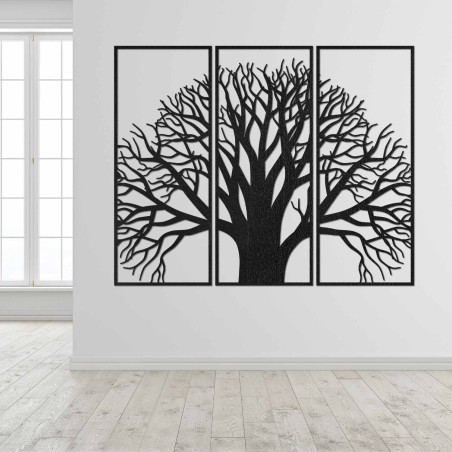 Three-piece wooden wall decoration with a tree of life in a modern style
