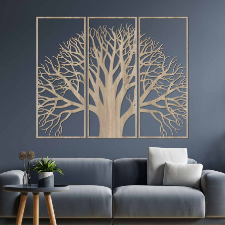 Modern wooden decoration depicting the majestic tree of life
