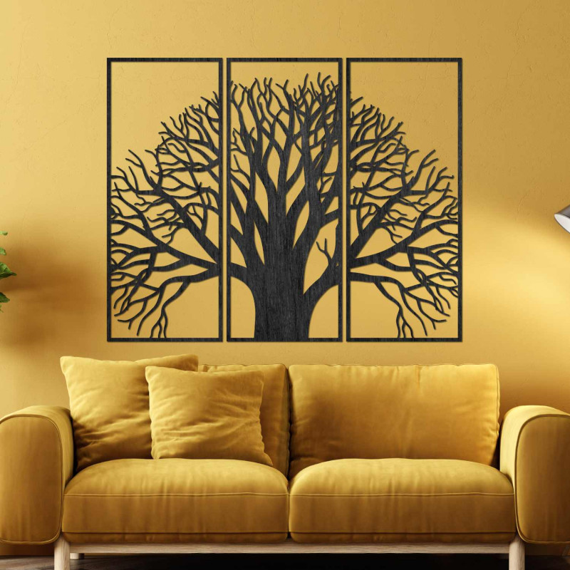 A designer three-part tree painting for a harmonious interior