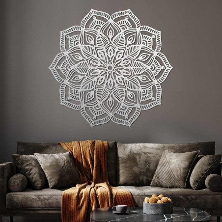 Round wooden mandala with precise laser carving and rich details