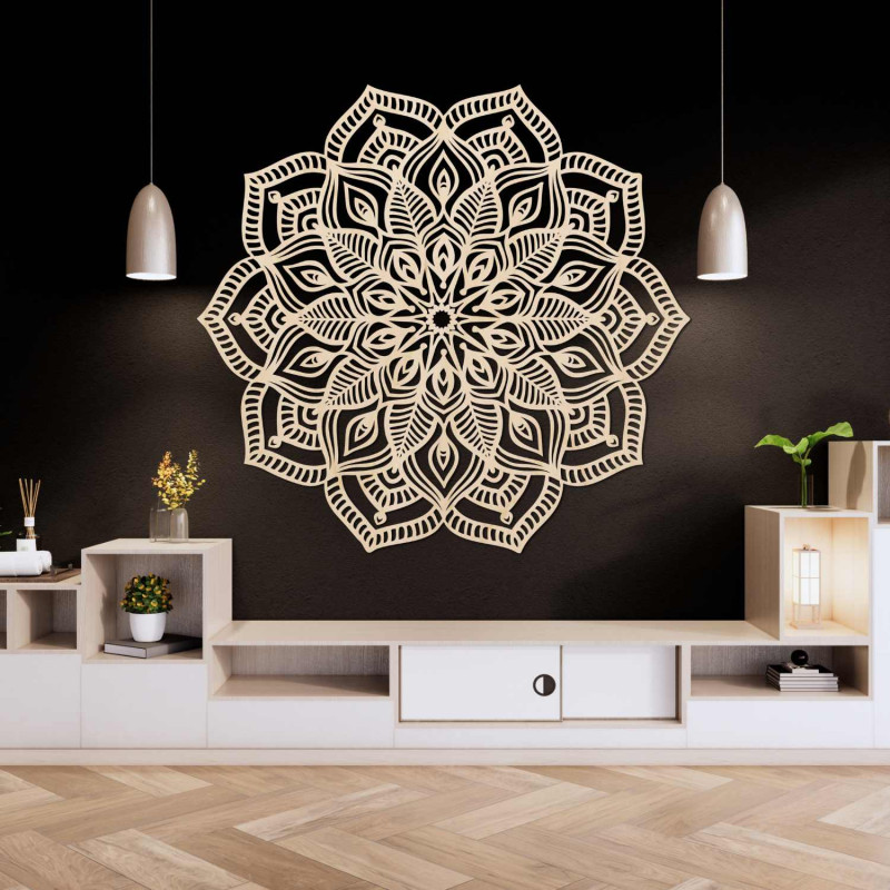Luxurious wooden mandala on the wall suitable for the living room, bedroom and office