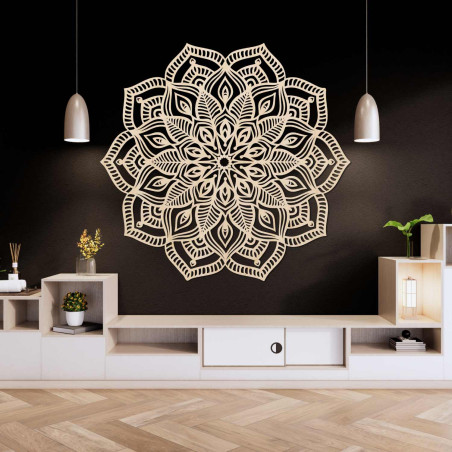 Luxurious wooden mandala on the wall suitable for the living room, bedroom and office
