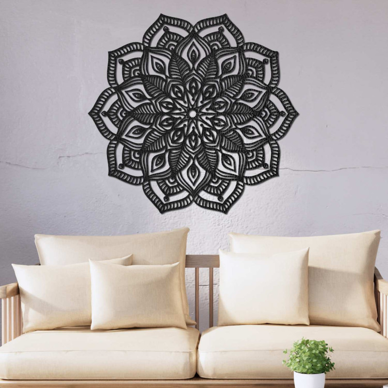 Round wooden mandala with precise laser carving and rich details