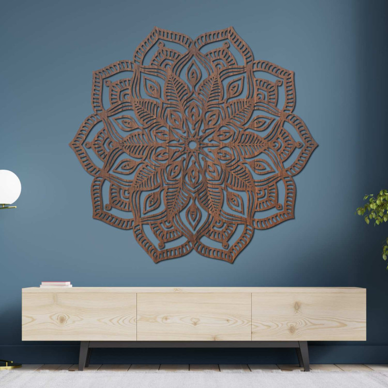 Modern wooden mandala for the wall symbolizing balance, beauty and positive energy