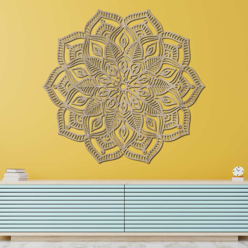 Modern wooden mandala for the wall symbolizing balance, beauty and positive energy