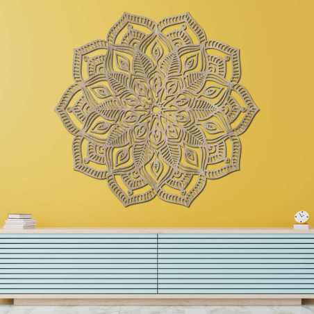 Modern wooden mandala for the wall symbolizing balance, beauty and positive energy