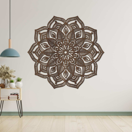 Modern wooden mandala for the wall symbolizing balance, beauty and positive energy