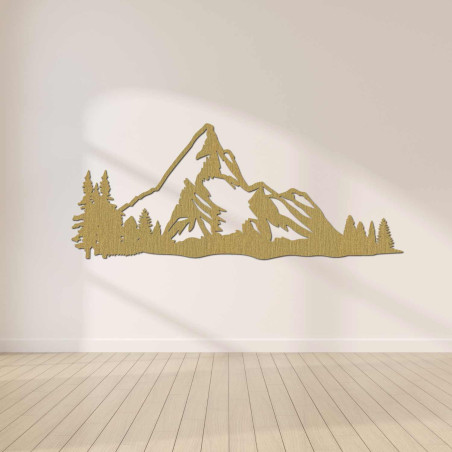 Minimalist wooden decoration of mountains and forests for the living room or office