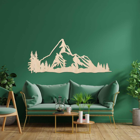Minimalist wooden decoration of mountains and forests for the living room or office