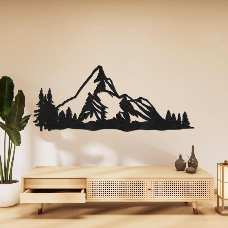 Minimalist wooden mountain painting for the living room, office or cottage