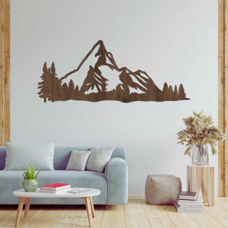 Minimalist wooden mountain painting for the living room, office or cottage