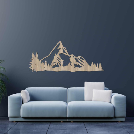 Minimalist wooden mountain painting for the living room, office or cottage