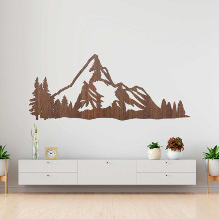 Minimalist wooden mountain painting for the living room, office or cottage