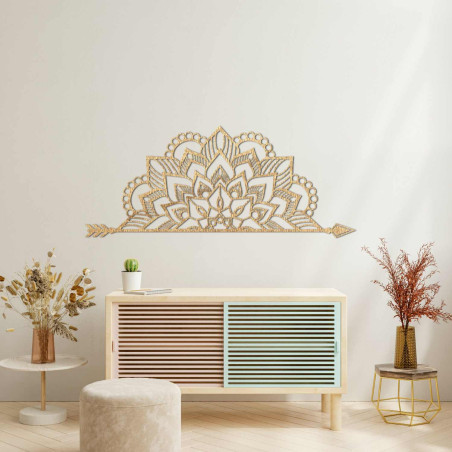 Modern wooden mandala with a geometric pattern bringing harmony and peace to your home
