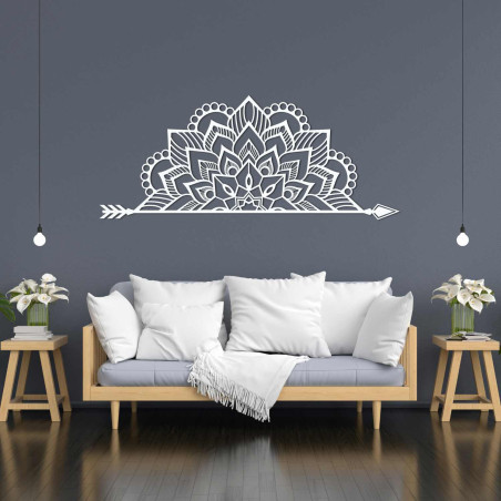 Laser-carved wooden mandala on the wall for a stylish living room or bedroom
