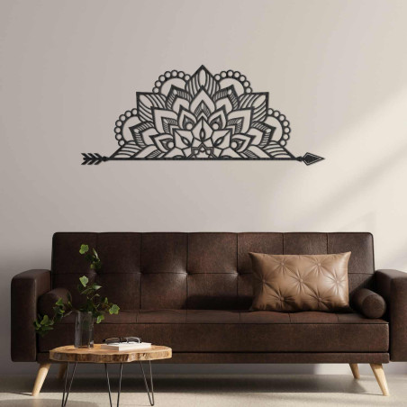 Laser-carved wooden mandala on the wall for a stylish living room or bedroom