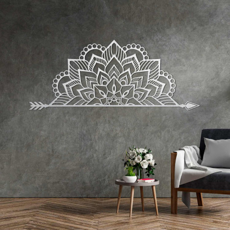 Laser-carved wooden mandala on the wall for a stylish living room or bedroom