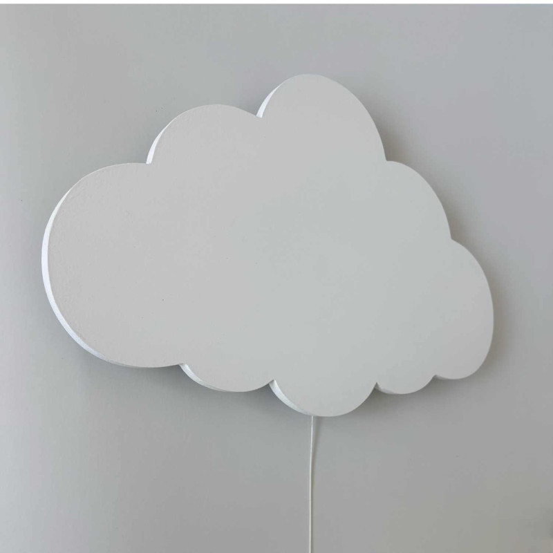 Wall-mounted LED light decoration, a wooden cloud as a modern night light for a child's room