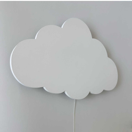 Wall-mounted LED light decoration, a wooden cloud as a modern night light for a child's room