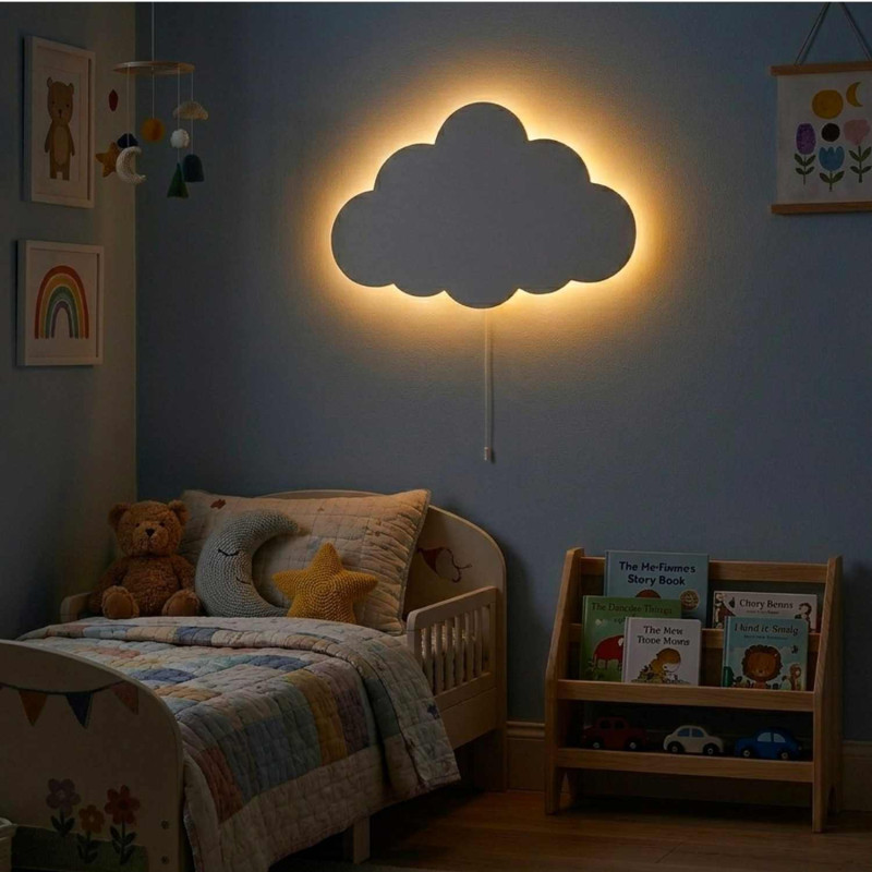 LED Cloud wall lamp with warm white light for a children's room