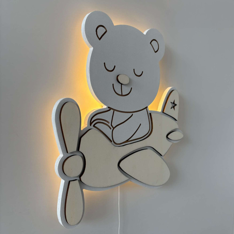 Decorative LED lamp Teddy Bear Pilot suitable for children's rooms, playrooms and bedrooms