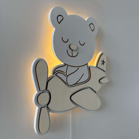 Decorative LED lamp Teddy Bear Pilot suitable for children's rooms, playrooms and bedrooms