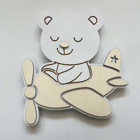 Children's LED lamp Teddy Bear in a plane combines safe lighting, quality workmanship and stylish design