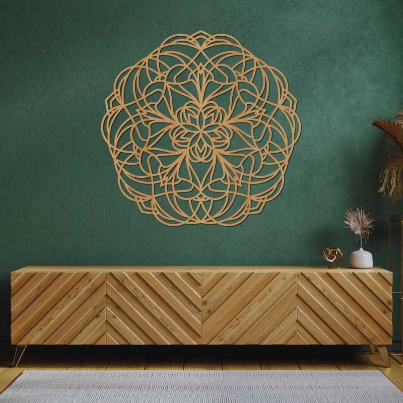 Elegant wooden mandala as a stylish wall decoration