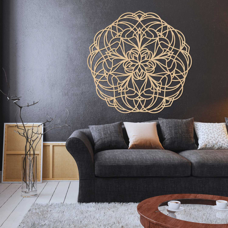 Elegant wooden mandala as a stylish wall decoration