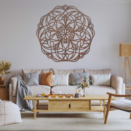 Elegant wooden mandala decoration for a modern interior