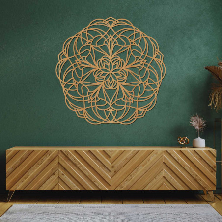 Decorative wooden mandala on the wall for the living room and bedroom