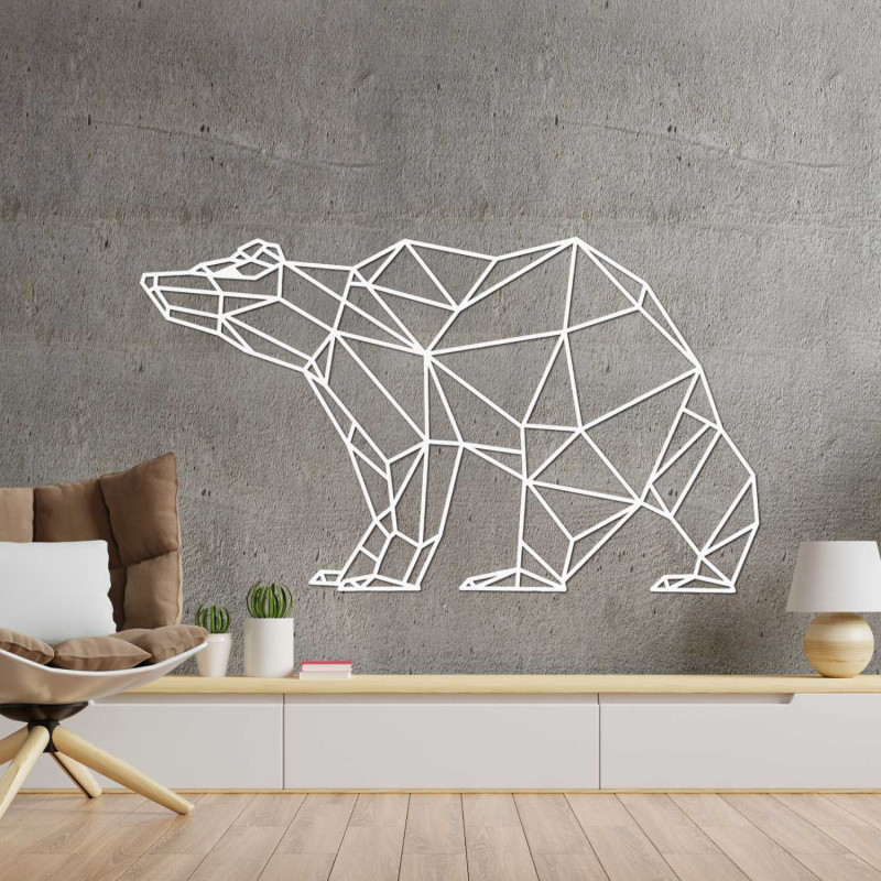 Polygonal wooden bear - stylish wall decoration