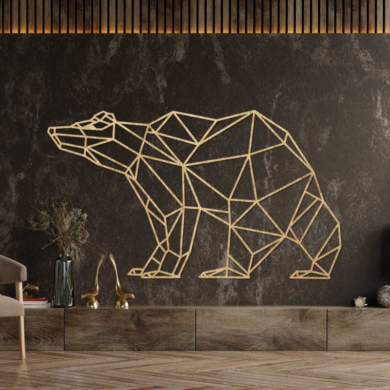 Polygonal wooden bear - stylish wall decoration
